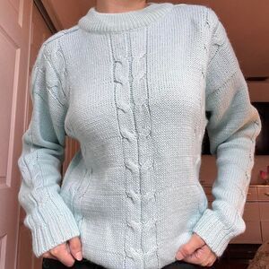 Alpaca 100% Wool Sweater – Made in Peru – Light Blue – Fits Like L